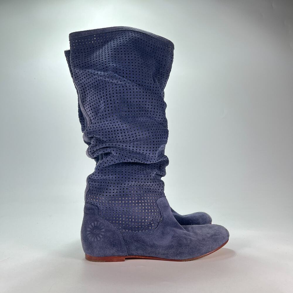 UGG Australia Abilene Blue Perforated Slouch Tall Boots 1947 Women's Size 6